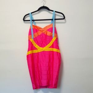 Pink Elastic Body Con Dress